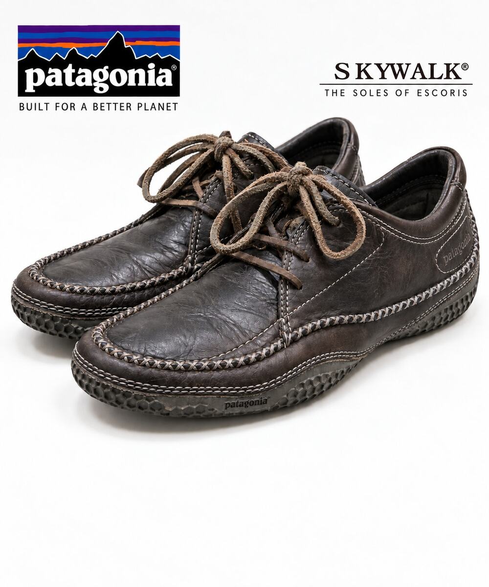 Patagonia Skywalk Men’s Brown Leather Moc Toe Lace Up Shoes Outdoor Casual